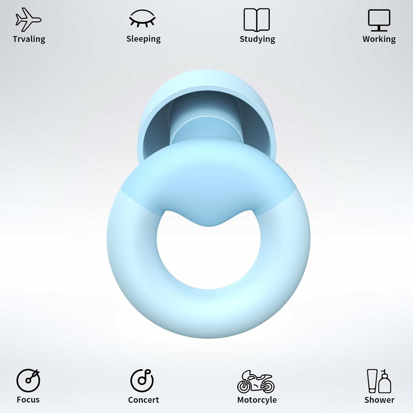 Soft Silicone Earplugs for Sleeping & Noise Reduction - 7 Pairs Ear Tips & One Connection Cord - Reusable Hearing Protection for Concert, Work & Sound Reduction 25dB-30db