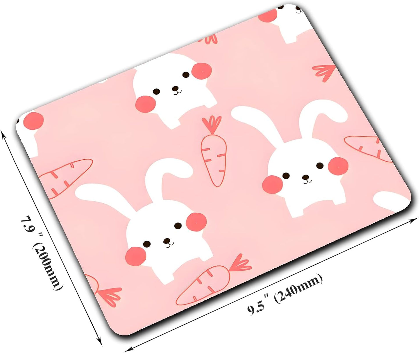 Pink Kawaii Rabbit Mouse Pads for Desk, Portable Wireless Computer Mouse pad Small Design with Women, Non-Slip Rubber Base Laptop Mousepad 9.5" x 7.9" Smooth Surface for Office & Travel