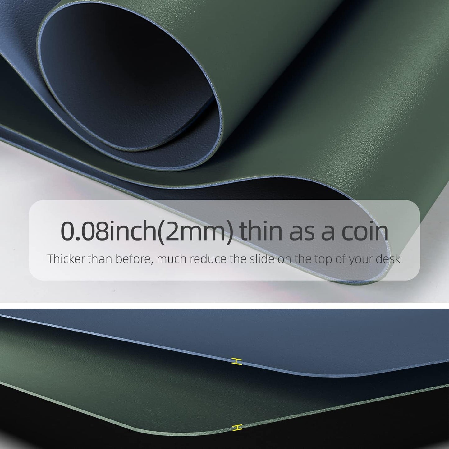 YSAGi Office Desk Pad, Desk Mat, 23.6" x 13.7" Ultra Thin Waterproof PU Leather Desk Blotter, Laptop Desk Pad Protector for Keyboard, Desk Writing Pad for Office and Home (Dark Green+Dark Blue)