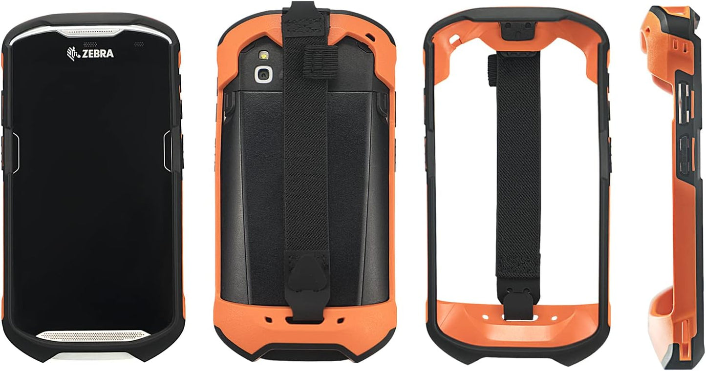 Protective Cover Case Rugged Boot with Hand Strap for Zebra TC51 TC52 TC56 TC57 TC510K,Case for Handheld Barcode Touch Mobile Computer,Scanner Accessories (Orange)