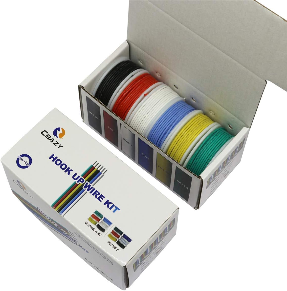 Hook up Wire Kit (Stranded Wire Kit) 18 Gauge Flexible Silicone Rubber Electric Wire 6 Colors 16.4 feet Each 18 AWG