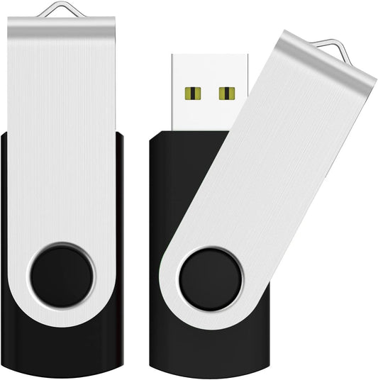 JUANWE 64GB USB Flash Drive 2 Packs, 2.0 Thumb Drive Foldable USB Storage Flash Drive Memory Stick with Lanyard Hole, Jump Drive Pen Drive Zip Drive Portable Flashdrive for PC/Tablet/Mac/Car, Black