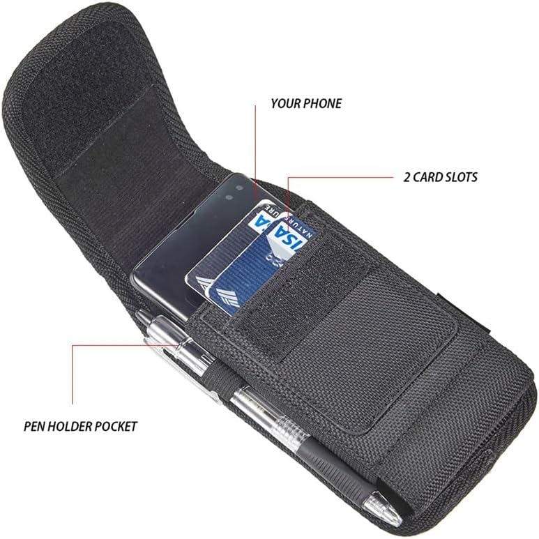 Cell Phone Holster for iPhone 16,16 Pro,16e,15,15 Pro,14,14 Pro 13,13 Pro 12,12 Pro,11 Galaxy S25 S24 S23 S22 Case with Belt Clip Phone Belt Holder Carrying Pouch Cover (Fits Otterbox Case on Case on)