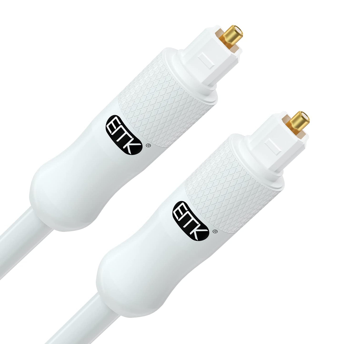 EMK White Optical Audio Cable [20ft/6M] - Digital SPDIF Toslink Fiber Optic Cable for Sound Bar, TV, Home Theater, Blu-ray Player - White, High-Speed, Low-Loss, Gold-Plated Connectors