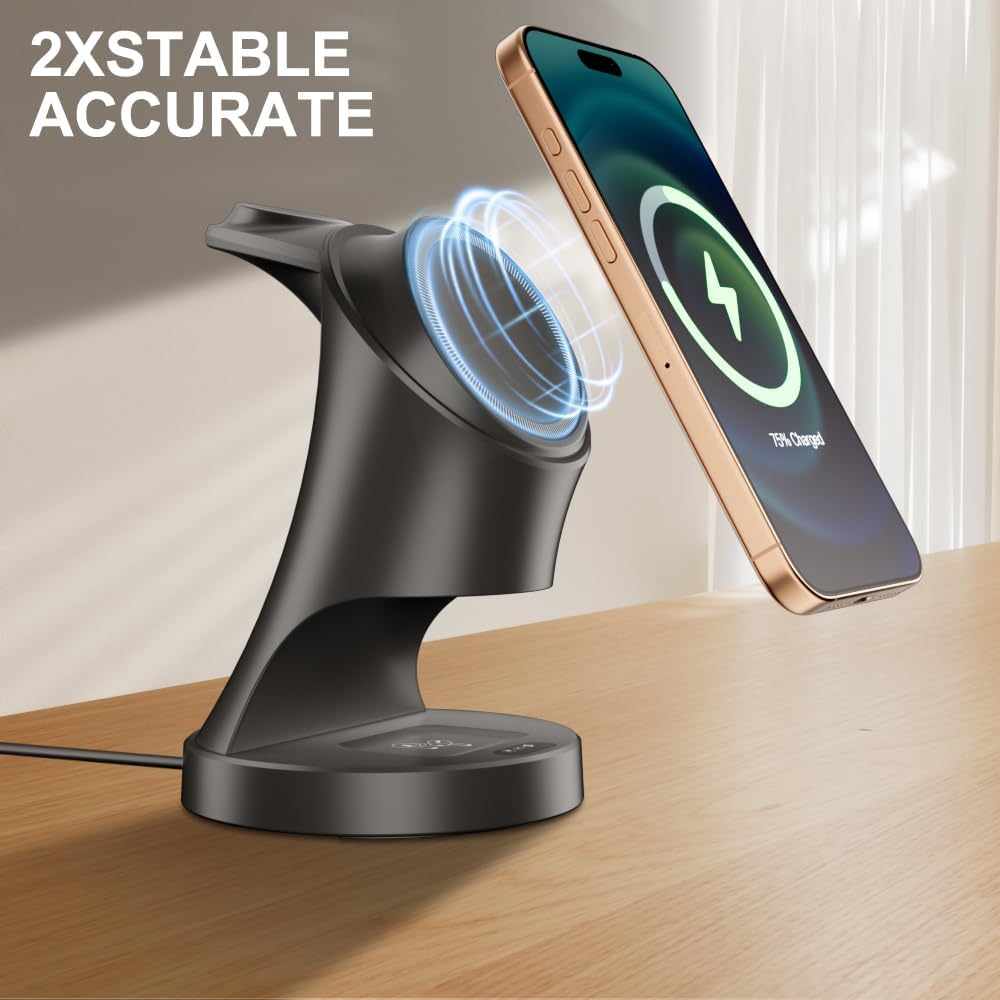 3 in 1 Wireless Charging Station for Apple Devices,Magsafe Charger Stand for IPhone16 15 14 13 12 Pro/Max/Plus/Mini Wireless Charger Station for AirPods 2/3/Pro iWatch Ultra/8/7/SE/6/5/4/3/2
