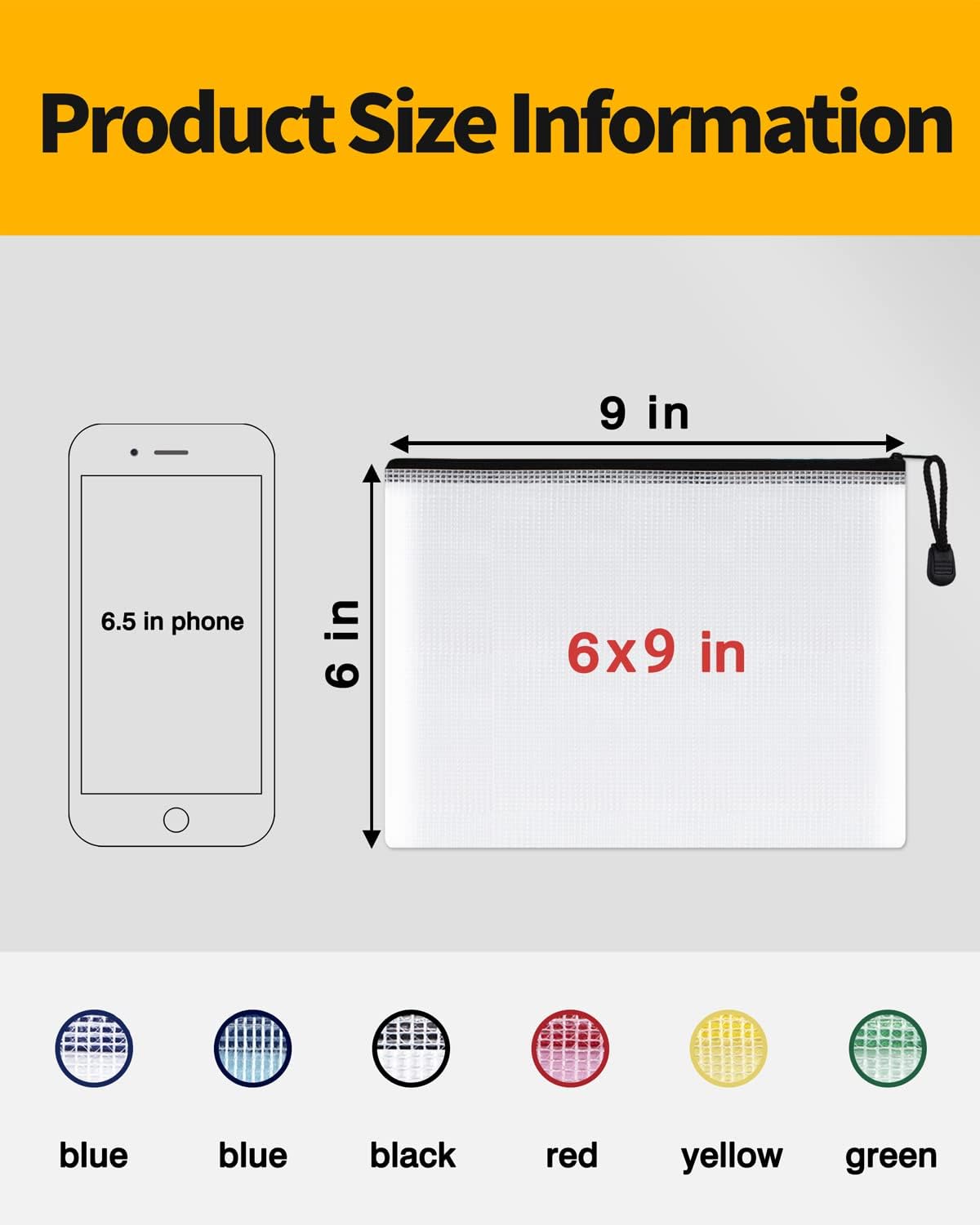 SUNEE Mesh Zipper Pouch 6x9 in (Black, 30 Packs), Mesh Bags with Zipper for School Office Supplies, Puzzles & Games, Travel Accessories, Waterproof Zipper Pouches for Organizing