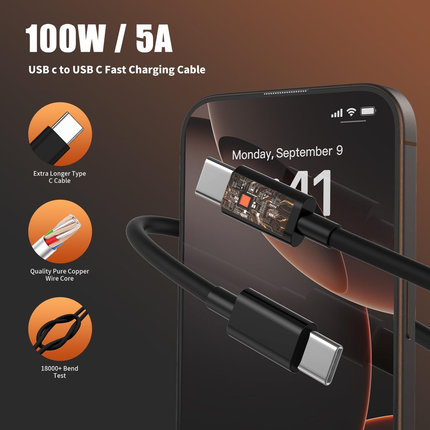 iPhone 16 Pro Max Charger Fast Charging, 45W Super Fast USB C Chargers for iPhone 16 15 6FT+6FT+10FT Type C Chargers Cord with Fast Charger Block for iPhone 16/15 Series/iPad/ GalaxyS24 Black