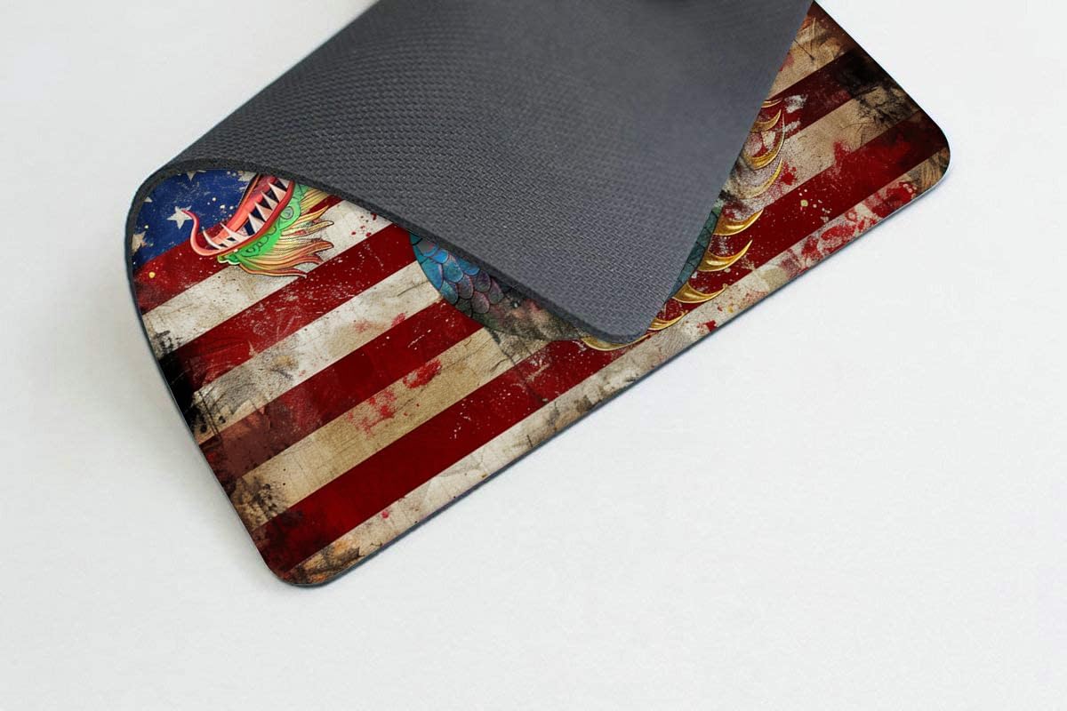 Square Mouse Pad Green Dragon with National Flag-1,Gaming Mouse Pads for Desk,Soft Computer Waterproof Non-Slip Mouse Mat