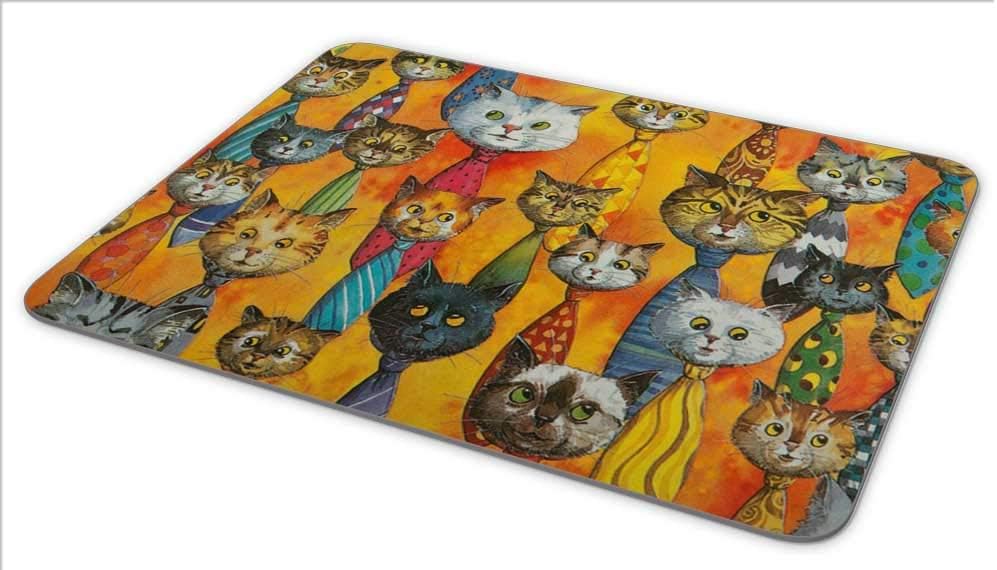 Non-Slip Rubber Mouse Pad,Funny Watercolor Cartoon Tie Cat Mouse pad (9.5 inch x 7.9 inch) …