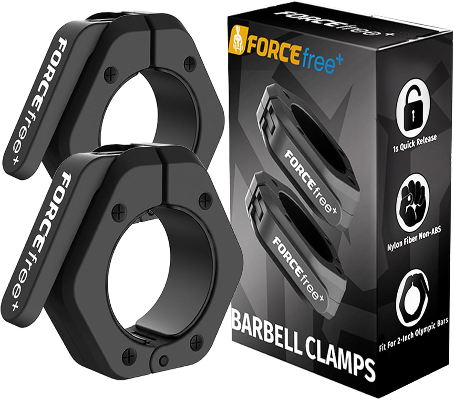 Barbell Clips (Pair), Barbell Clamps, Quick Release Olympic Barbell Clamps with Anti Slip TPR Grip, Barbell Collars for Secure Weightlifting & Powerlifting