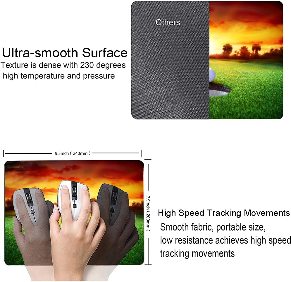 Mouse Pad, Ball in Hole Golf Mouse Pad Rectangle Custom Designs, Waterproof Anti-Slip Rubber Mousepad Office Accessories Desk Decor Wireless Mouse Pads for Computers Laptop