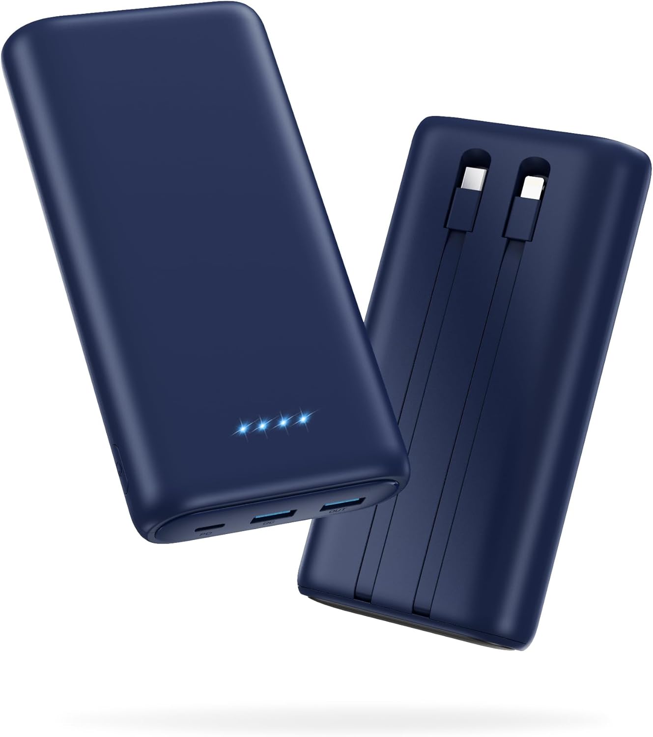 Portable Charger 40,800mAh Power Bank 25W Portable Battery Pack with 2 Built in Cables [2024 Upgraded], PD QC4.0 Fast Charging Portable Phone Charger Compatible with iPhone 16/15,Android Samsung-Navy