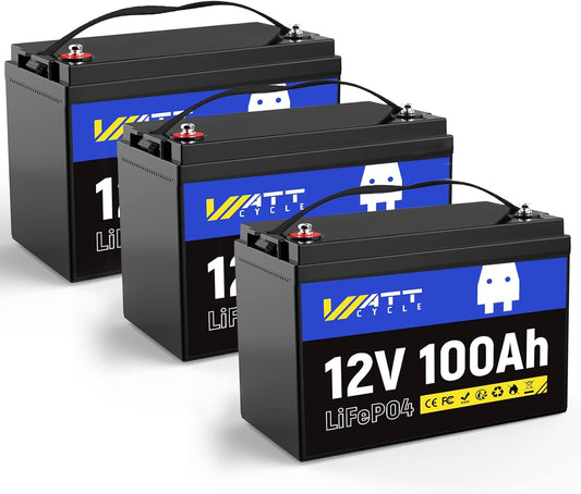 3X 12V 100Ah LiFePO4 Lithium Battery - Group 24, 15000+ Deep Cycles, Built-in 100A BMS, Low-Temp Tech for RV, Solar, Marine, Trolling Motor, Home Energy Storage (3 Pack)