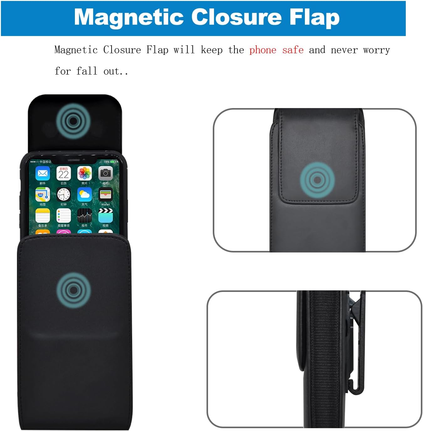 Galaxy S25 Ultra S24 S23 S22 S21 Note 20 Ultra Phone Holster Holder Phone Belt Clip Case PU Leather Pouch for Samsung Galaxy A03S A16 A15 A14 A13 A12 A23 A32 A35 A34 5G, Google Pixel 8 7 6 Pro