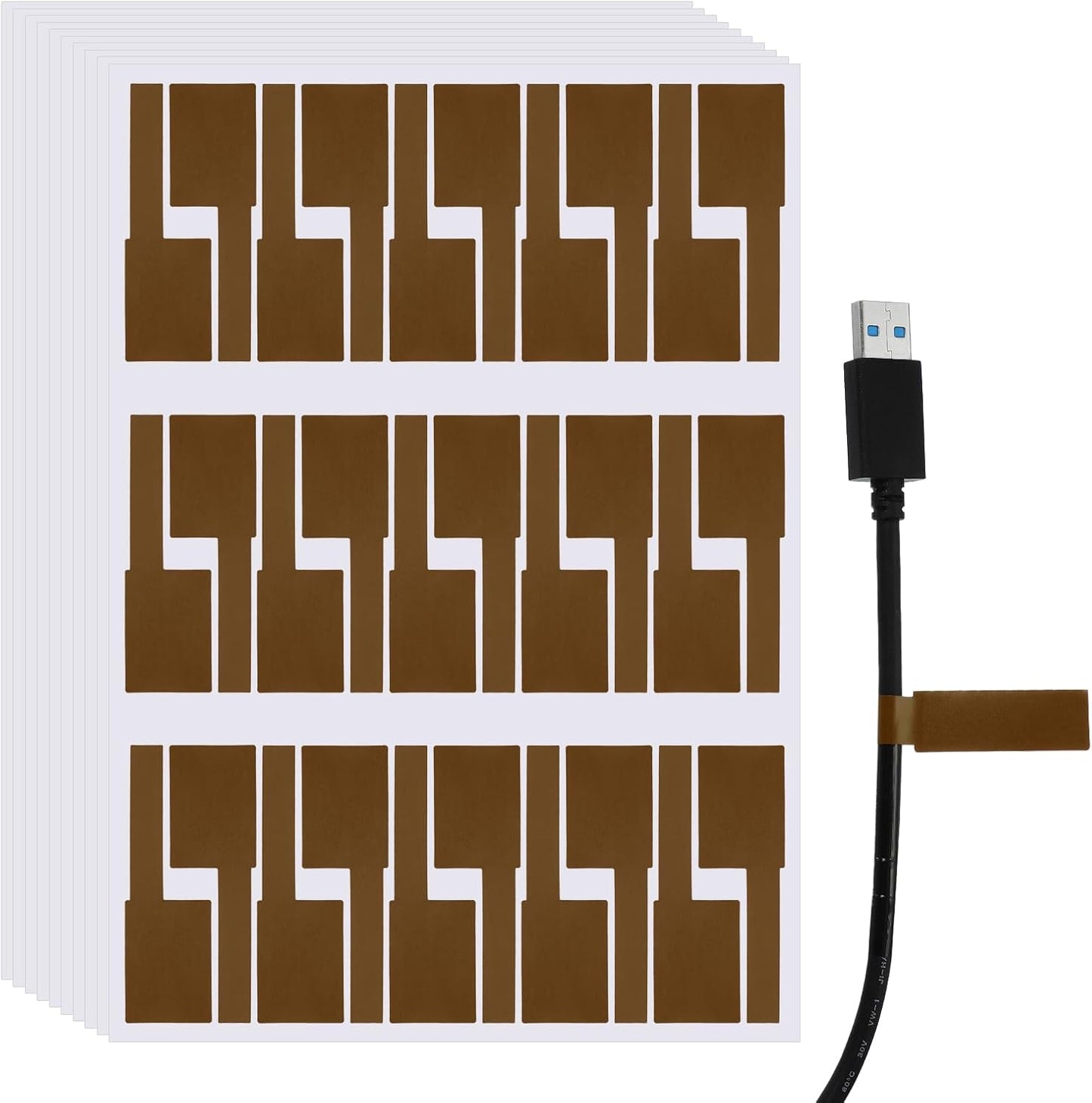 uxcell 300 Pcs Cable Labels, Waterproof Wire Cord Labels Tags, Cord Organizer Management Tags for Charger Cable Organizer Wire Markers Printer and Handwriting, Brown