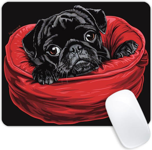 Square Mouse Pad Cartoon Black Bulldog-1,Gaming Mouse Pads for Desk,Soft Computer Waterproof Non-Slip Mouse Mat