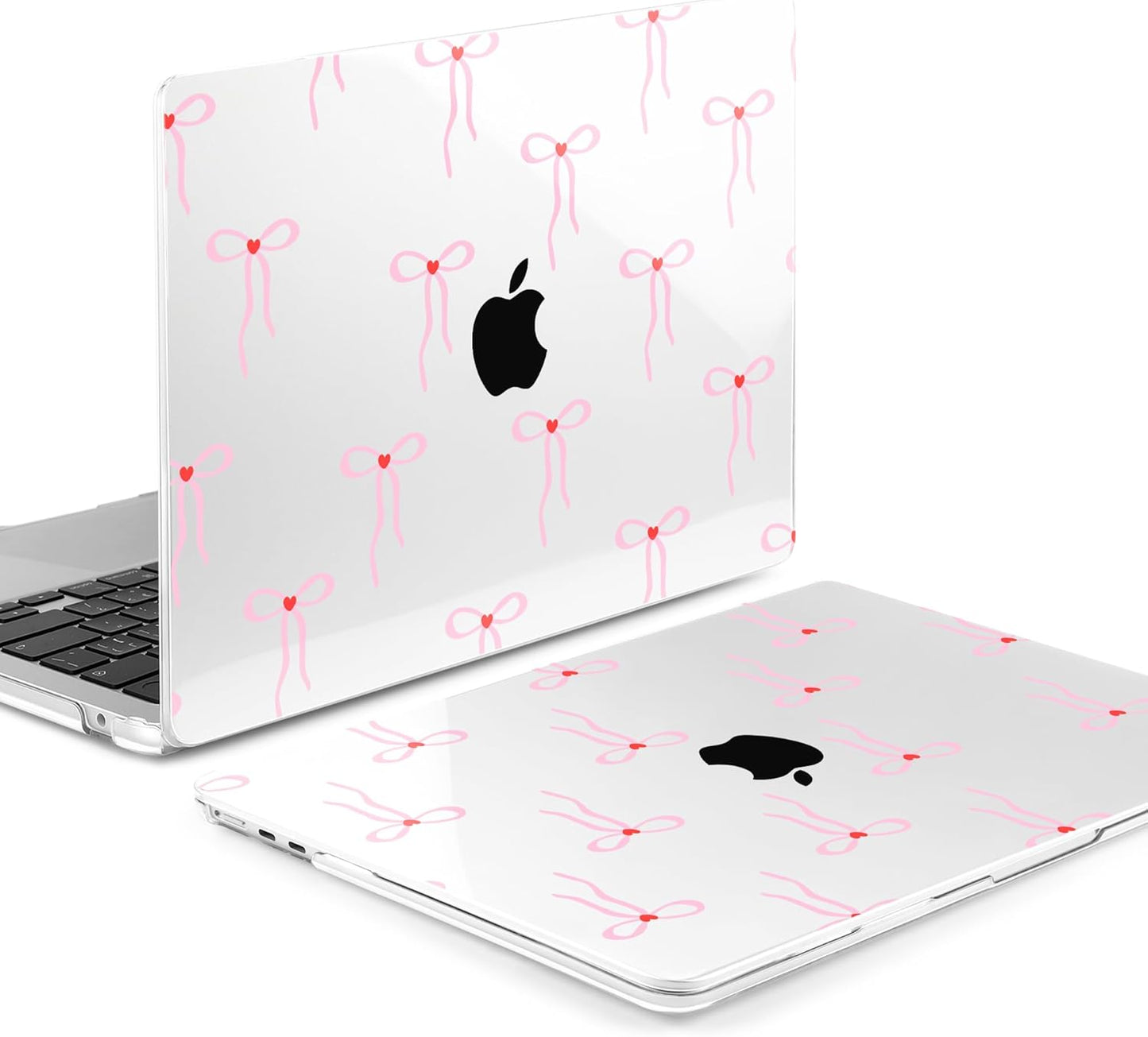 MEEgoodo Case for M4/M3/M2 MacBook Air 13.6 inch Case 2025 2024 2022, Fit Model A3240/A3113/A2681, Laptop Hard Shell with Keyboard Cover Compatible with MacBook Air 13 inch, Bows & Little Hearts