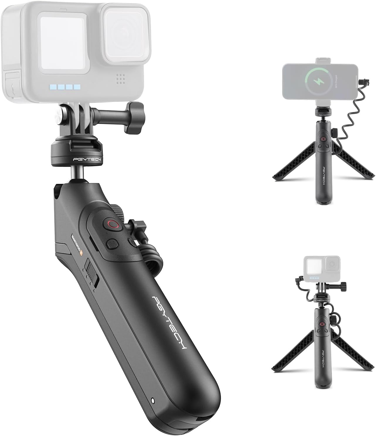 PGYTECH CapLock MantisPod Power for Gopro, Charging Handle Grip Mount with Remote Control, 5000mAh Battery Power Selfie Stick, Vlog Attachment Tripod Monopod Bank for Gopro 13/12/11/10, Phone