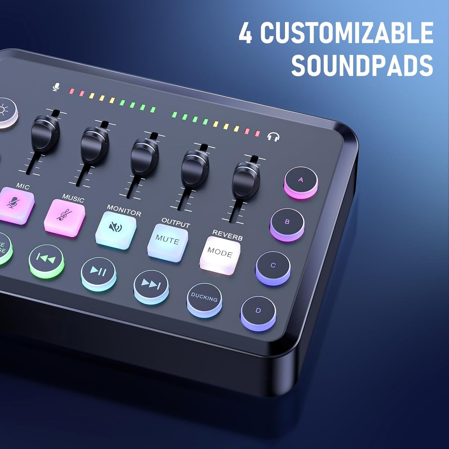 F11 Gaming Audio Mixer, Sound Board for PS5/ PC/Phone, Live Streaming Audio Interface with 3.5mm/XLR Microphone Input, Individual Control Live Sound Card, DJ Mixer Effects, Voice Changer, Denoise