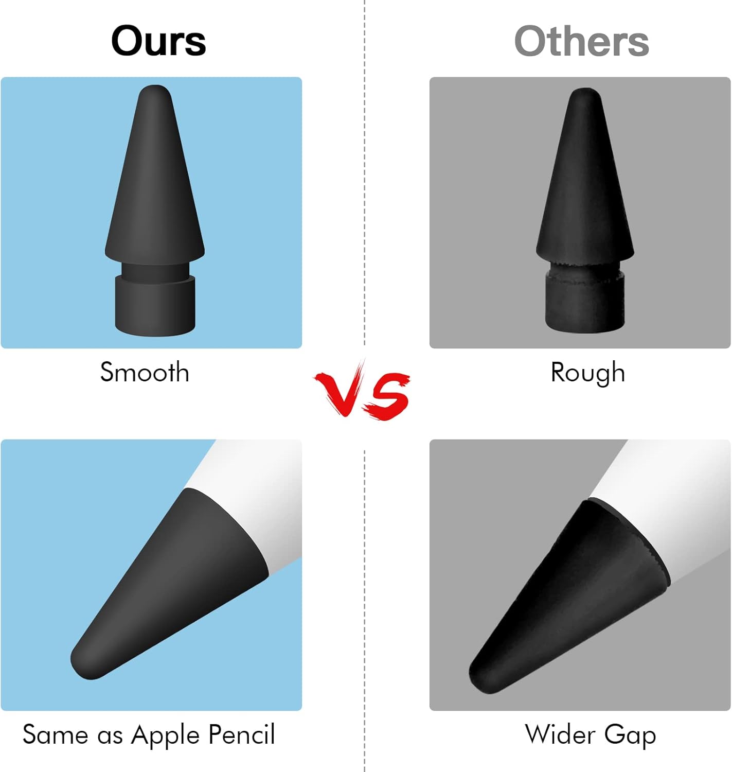 MEKO 4 Pack Replacement Tips for Apple Pencil 1st Gen & 2nd Gen, Pen Nibs for iPad Pro Pencil- Black