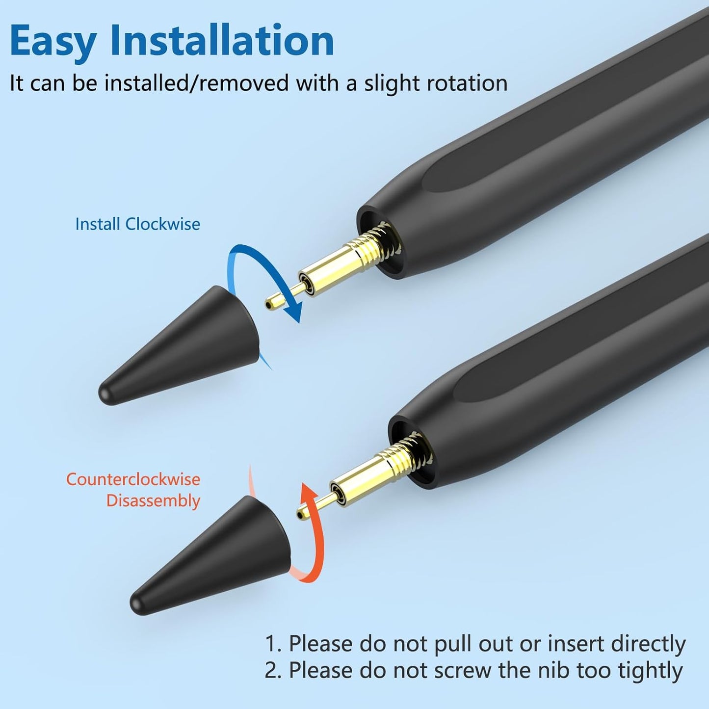 8 Pack Pencil Tips, Replacement Tips Only Compatible with Our KARFUN Pencil, iPencil Nib for iPad Pencil 2018-2023, iPad 10/9/8/7/6 Gen, iPad Pro 11/12.9, iPad Air 5/4/3, iPad Mini 6/5Gen (Black)