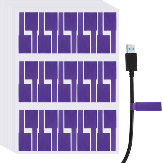 uxcell 300 Pcs Cable Labels, Waterproof Wire Cord Labels Tags, Cord Organizer Management Tags for Charger Cable Organizer Wire Markers Printer and Handwriting, Purple