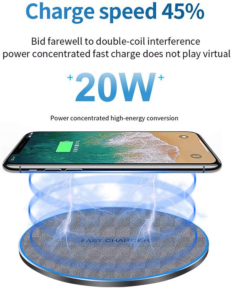 Fast Wireless Charger,20W Max Wireless Charging Pad Compatible with iPhone 16/15/14/13/12/SE/11/11 Pro/XS Max/XR,AirPods;FDGAO Wireless Charge Mat for Samsung Galaxy S25/S24/S23/Note,Pixel/LG