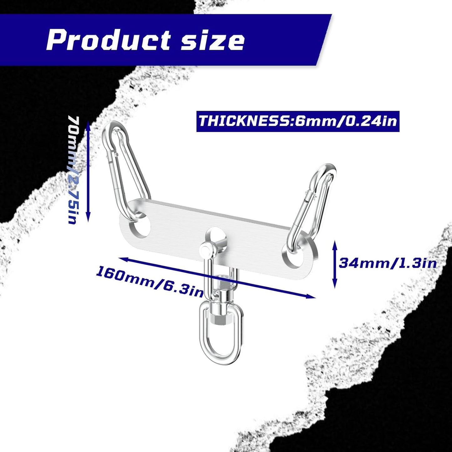 Double to Single Adaptor Plate for Cable Pulley Machines Durable Solid Stainless Steel with 3 Carabiners Suitable for Dual Cable Machines LAT Pulldown, Shoulder & Biceps Exercises