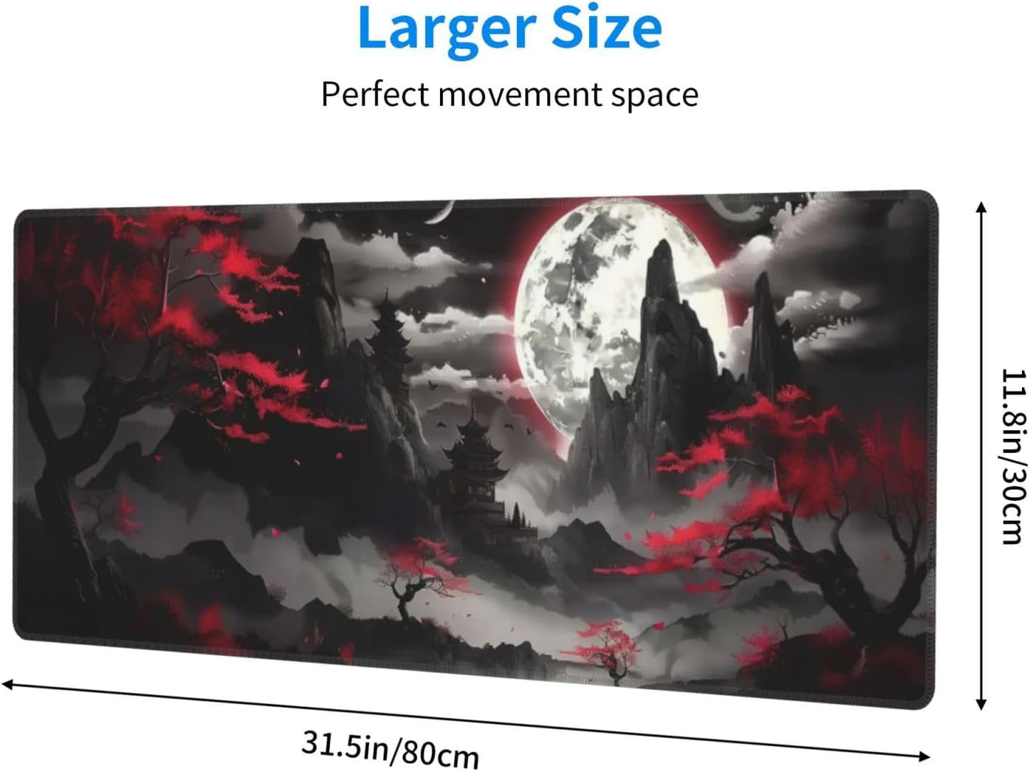 Extended Gaming Mouse Pad, Large Desk Mat XL Anime Mouse Pad Waterproof with Stitched Edges, Non-Slip Desktop Pad for Home and Office, Level Up Your 31.5x11.8 Inch (Night canyon2)
