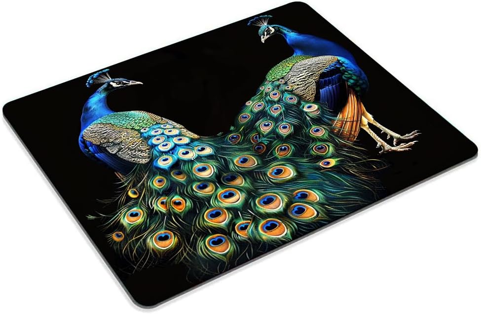 Square Mouse Pad Beautiful Peacock with Colorful Feathers-1,Gaming Mouse Pads for Desk,Soft Computer Waterproof Non-Slip Mouse Mat