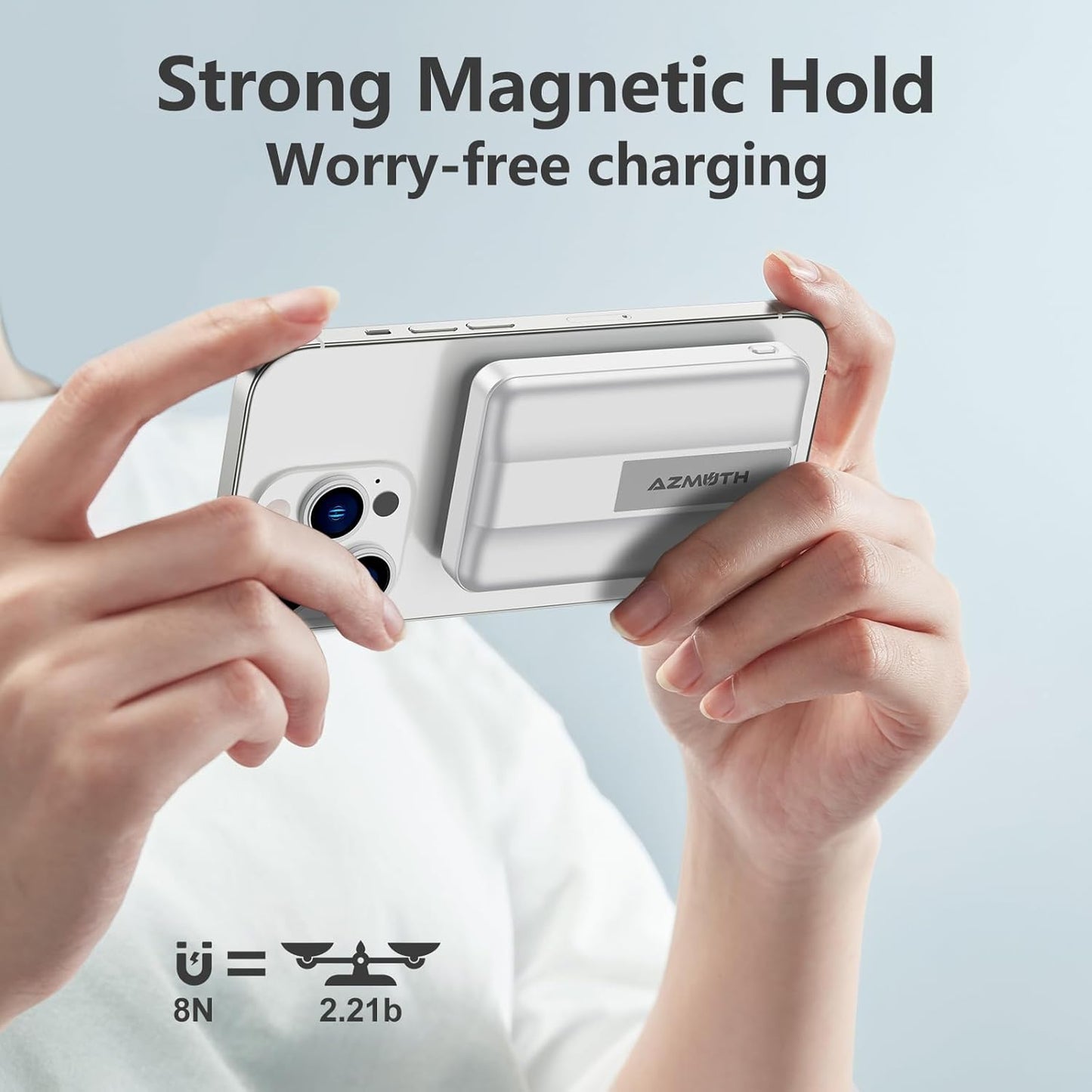 Azmuth Wireless Portable Charger with Stand, Slim 10000mAh Magnetic Power Bank for Magsafe, 22.5W Fast Charging Battery Pack with Digital Display Compatible with iPhone 16/15/14/13/12 Series