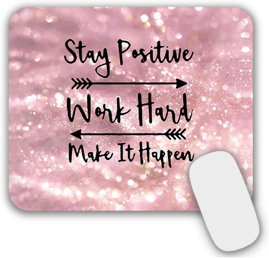 Mouse Pad, Gaming Mouse Pad, Non-Slip Rubber Base Mouse Mat with Designs for Laptop, Computer & Office, 9.5 x 7.9 x 0.12 inches (Pink Letter)