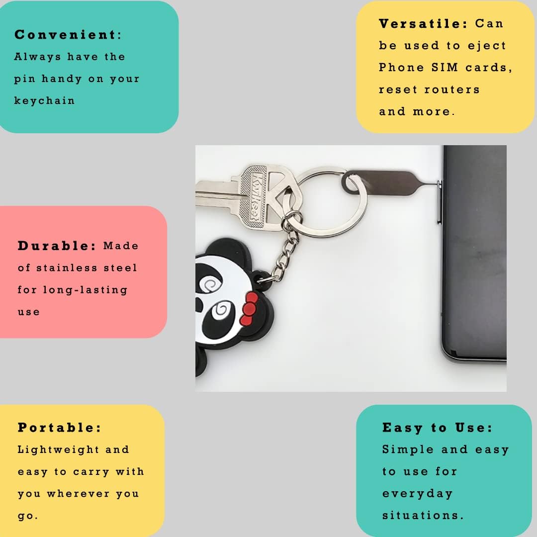 2 Pack PHONSUN Universal Sim Card Tray Removal Tool SD Opening Eject Pin fits Keyring for iPhone iPad Samsung Galaxy Google Pixel Motorola Phones (Key Ring is not Included)