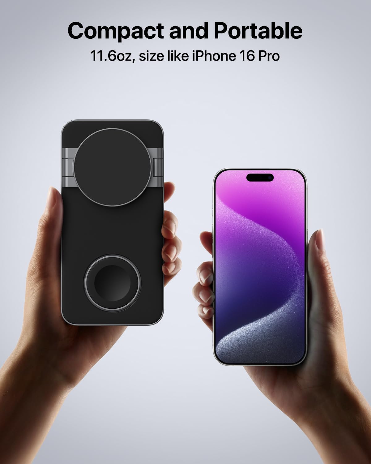 Foldable 3 in 1 Wireless Charging Station for Apple Compatible with Magsafe Charger Stand,Magnetic Wireless Charger Station for iPhone 15 14 13 12 Series,Airpods Pro,Apple Watch Ultra (Pure Black)