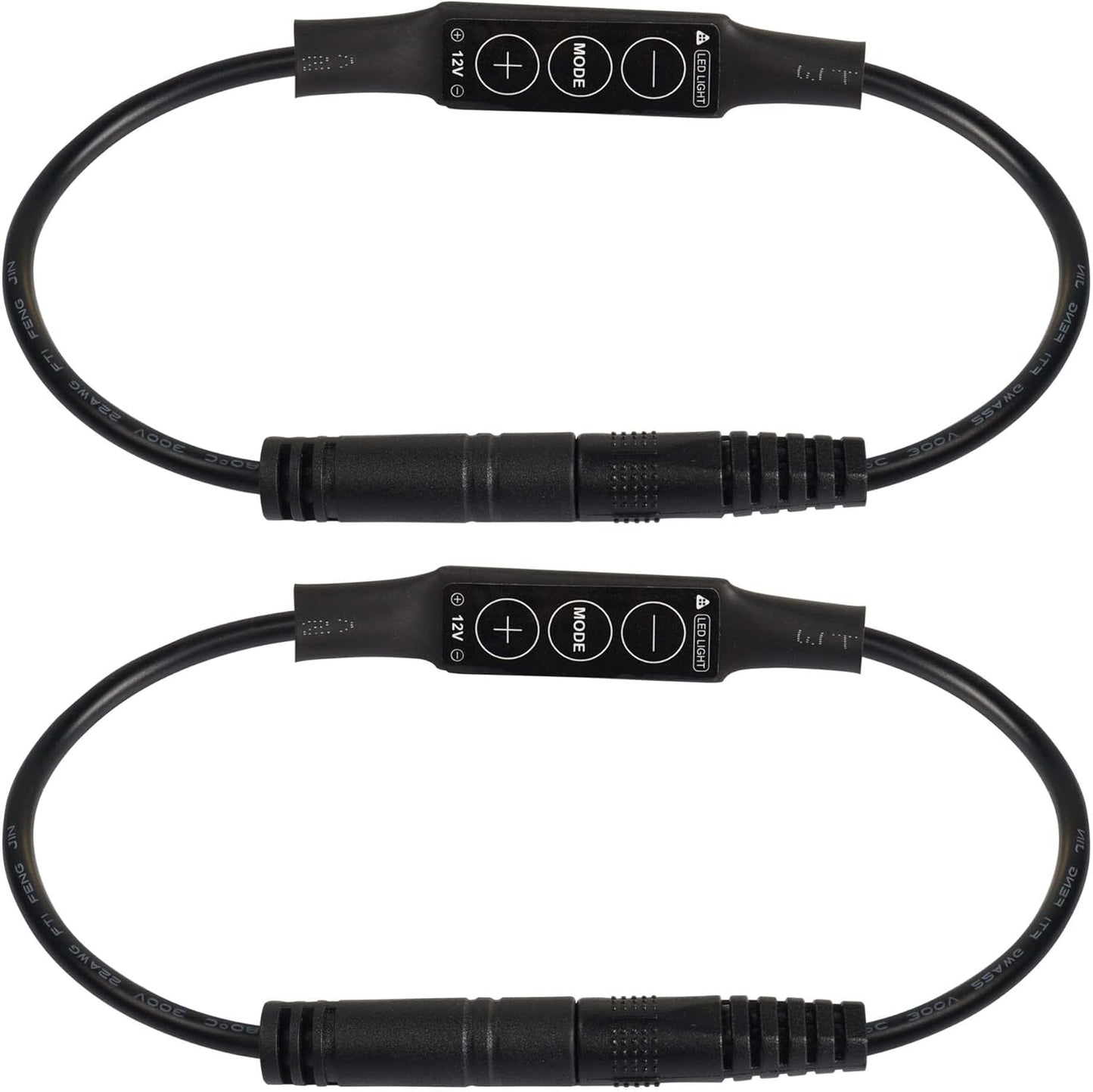 PNGKNYOCN DC 12V LED Strip Lights Dimmer DC 5.5 * 2.1mm Male to Female Mini Single Color LED Dimming Controller(2-Pack)