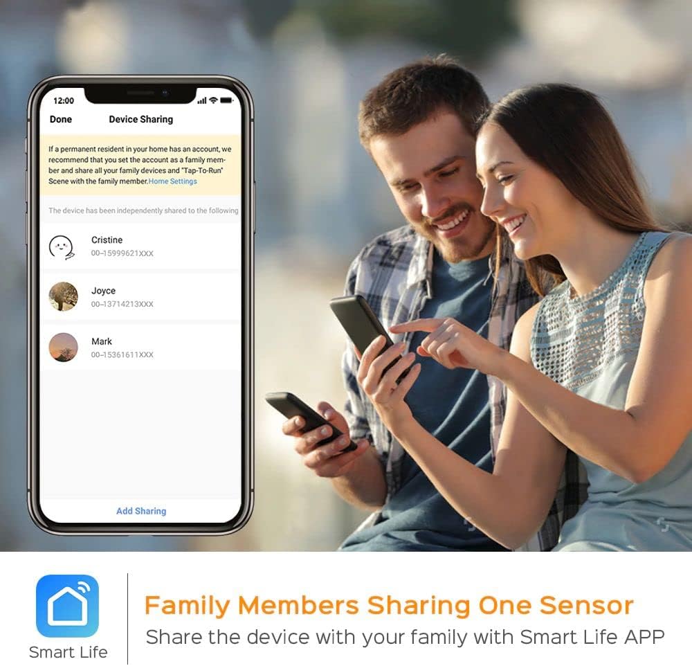 EVERSECU Tuya Smart WiFi Door Sensor Open/Close Detector App Notification Battery Operated, Compatible with Amazon Alexa, Google Assistant, No Need Hub (4pcs)