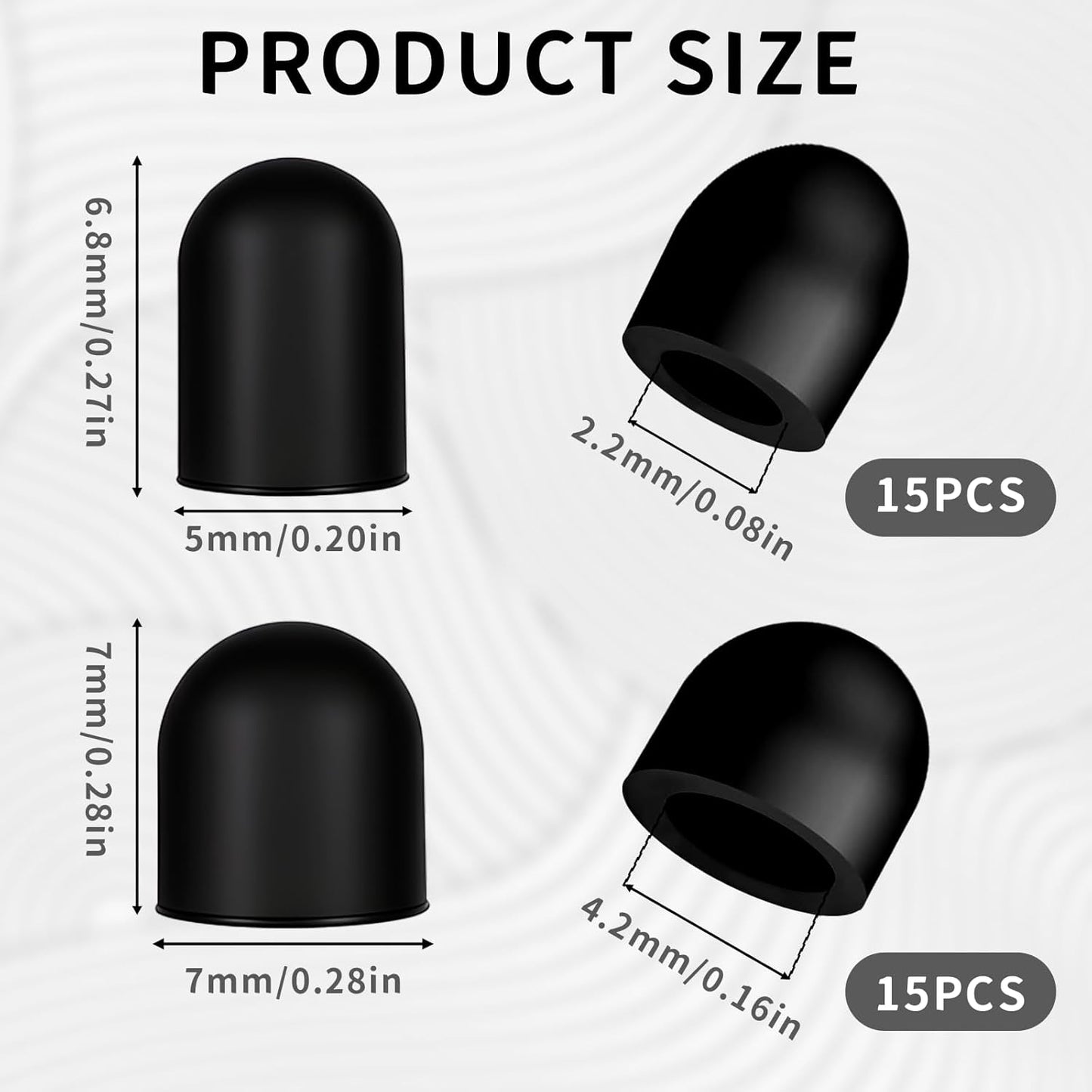 30Pcs Rubber Tips for Stylus Pens, 0.2inch (5mm) & 0.28inch(7mm) Replacement Nibs for Touch Screen Pen, High Sensitivity and Precision, No Scratches, Universal Stylus Ends