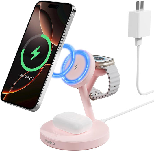 2025 3 in 1 Charging Station for Apple iPhone AirPods Watch with Mag-Safe Charger Wireless Charger Stand for iPhone 16 15 14 13 12 Series AirPods iWatch Series - Gifts for Wife & Husband