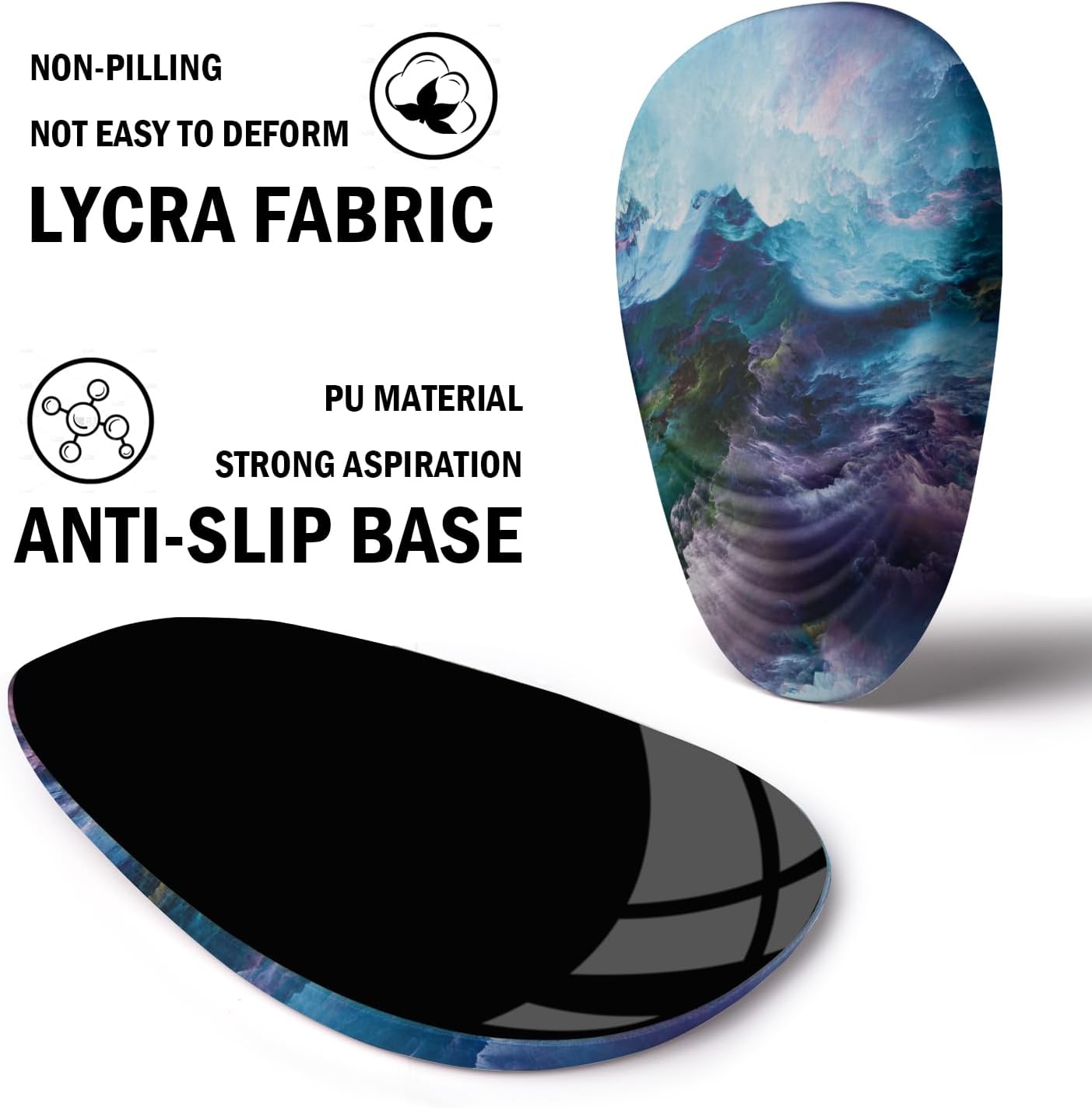 Ergonomic Memory Foam Mouse Pad with Wrist Rest Support, Non-Slip PU Base, Wireless, Galaxy Theme