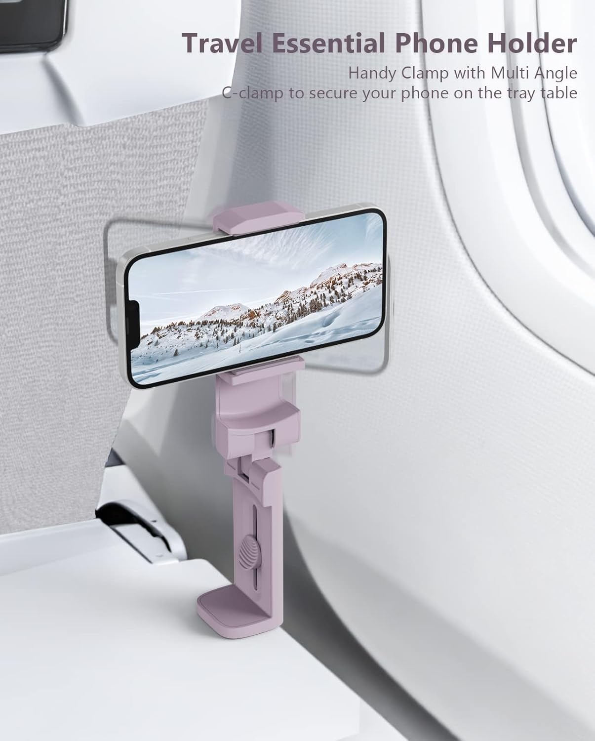 Universal Handsfree Airplane Travel Essentials Phone Holder/ Mount for Flying with 360 Degree Rotation, MiiKARE Travel Must Haves Accessory Phone Stand for Desk,Table-Purple