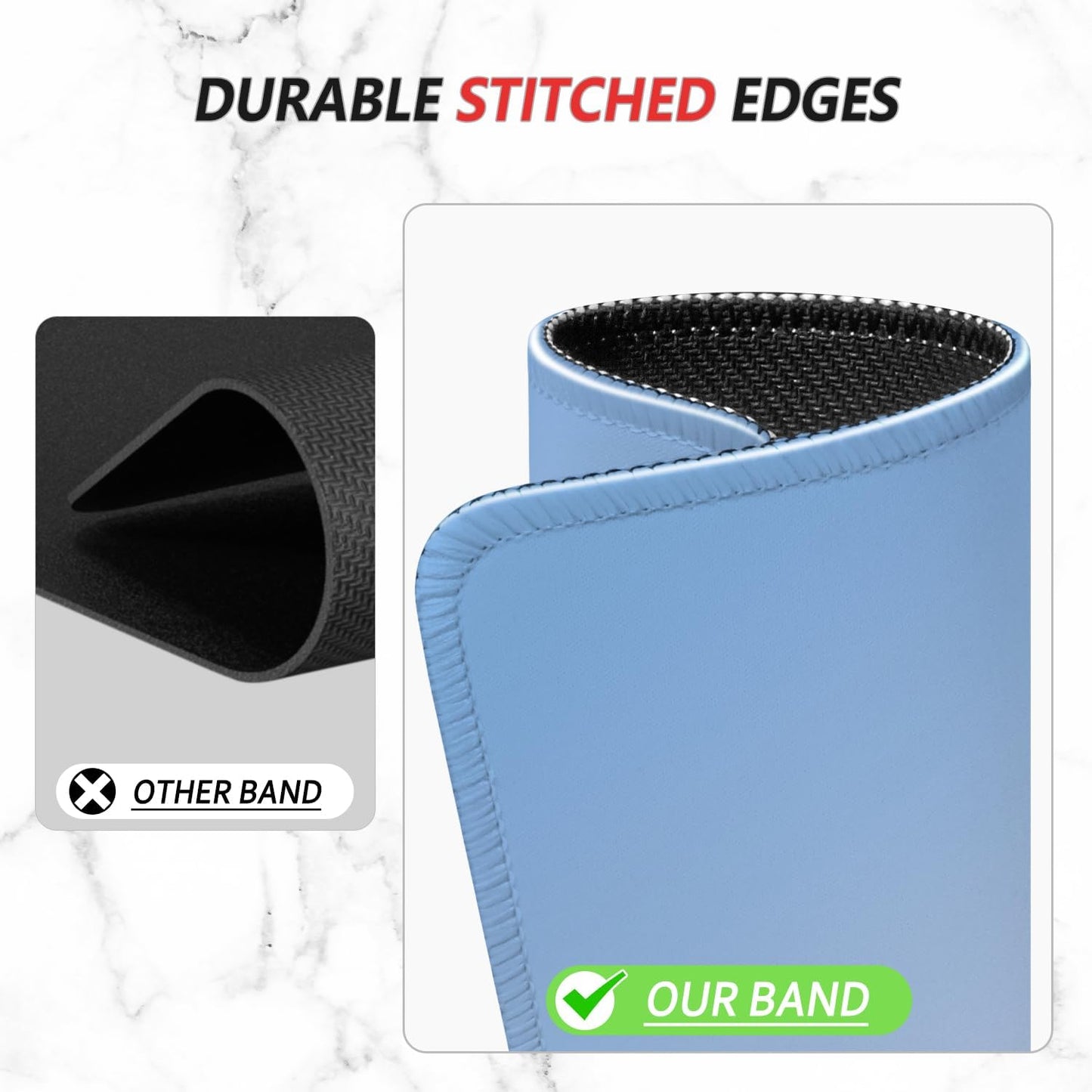 ITNRSIIET Mouse Pad Non-Slip Rubber Base Smooth Surface Stitched Edges Waterproof Durable Compatible with All Mice for Office & Gaming, Desk Accessory, 10.2x8.3x0.12 inch, Azure Gradient