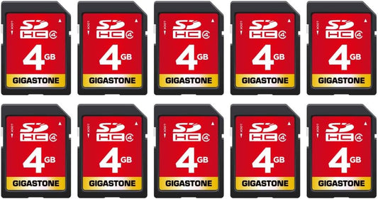 GIGASTONE 4GB SD Card 10-Pack SDHC Class 4 Memory Card for Photo Video Music Voice File DSLR Camera DSC Camcorder Recorder Playback PC Mac POS (Pack of 10)