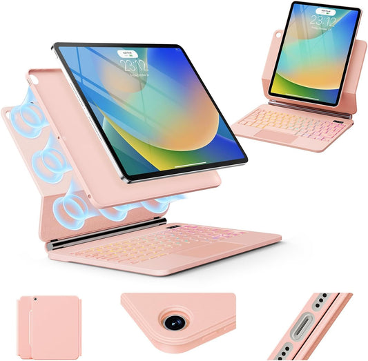 for iPad 9th Generation Case with Keyboard,Magic Style Keyboard Case for iPad 9th/8th/7th Gen 10.2 inch - Floating Cantilever Magnetic Stand Multi-Touch Trackpad (Rose Gold)