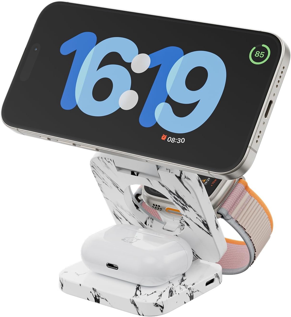 Fast Wireless Charger, Magnetic Foldable 3 in 1 Charging Station for iPhone 16/15/14/13/12/Pro/Plus/Pro Max, 5W Portable Charger for Apple Watch9/8/7/6/5/4/SE, for Airpods