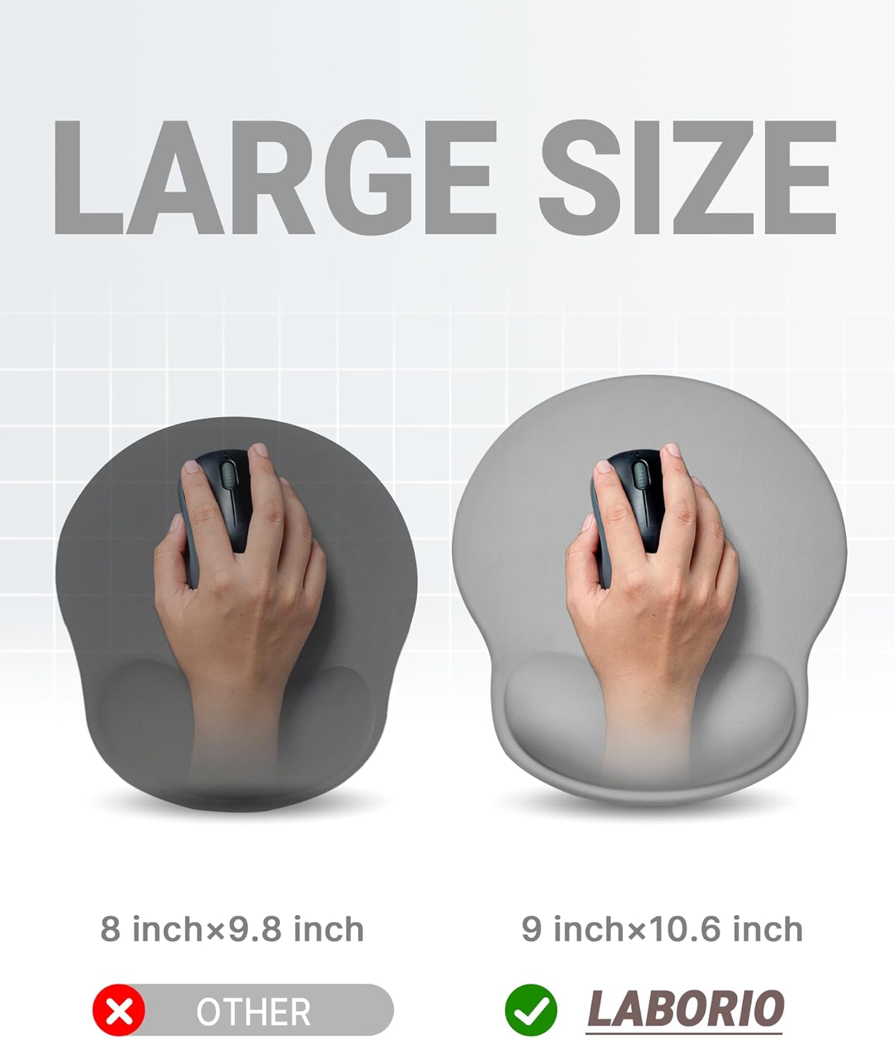 Ergonomic Mouse Pad Wrist Support, Comfortable Mouse Pad Wrist Rest, Relieve Wrist Pain Gel Mouse pad, Non-Slip Rubber Base Mousepad for Laptop, Computer, Prefect for Office & Home(Gray