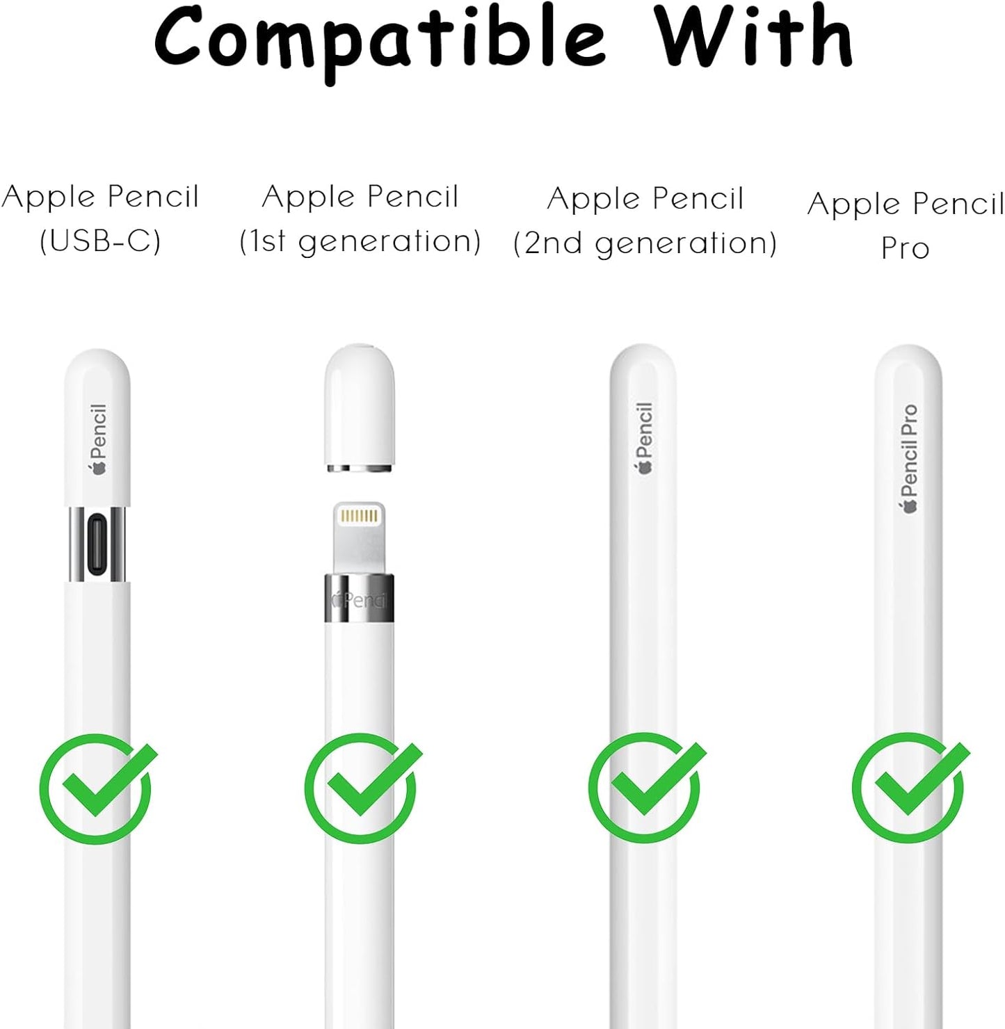 6 Pack Fine Point Replacement Tips Compatible with Apple Pencil 2nd Generation, Apple Pencil 1st Generation & Apple Pencil USB-C Colorful Nibs (Original/Clear/Clear Pink/Clear Blue)