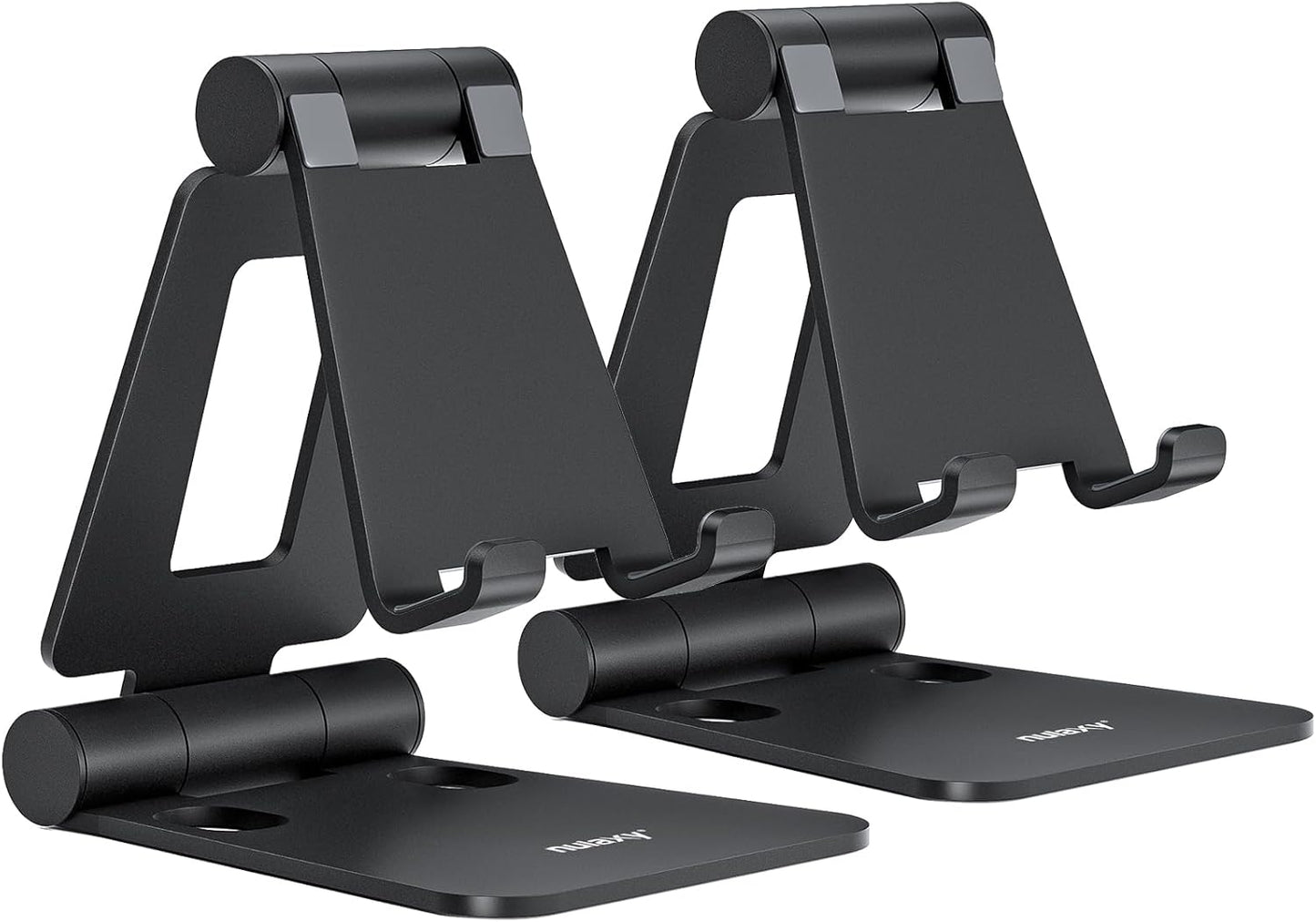 Nulaxy 2 Pack Dual Folding Cell Phone Stand, Fully Adjustable Foldable Desktop Phone Holder Cradle Dock Compatible with Phone 16 15 14 13 12 Pro Xs Xs Max Xr X 8, All Phones, Black