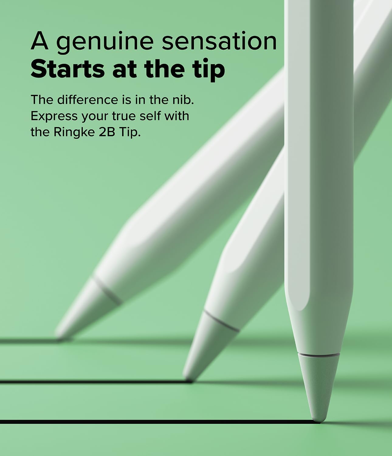 Ringke Apple Pencil Tips [3 Pack/Replacement for All Generations] Compatible with Apple Pencil Pro, 1st, 2nd Gen, USB-C Accessories, Chunky & Solid Feel Nib - 2B (Matte Light Gray)