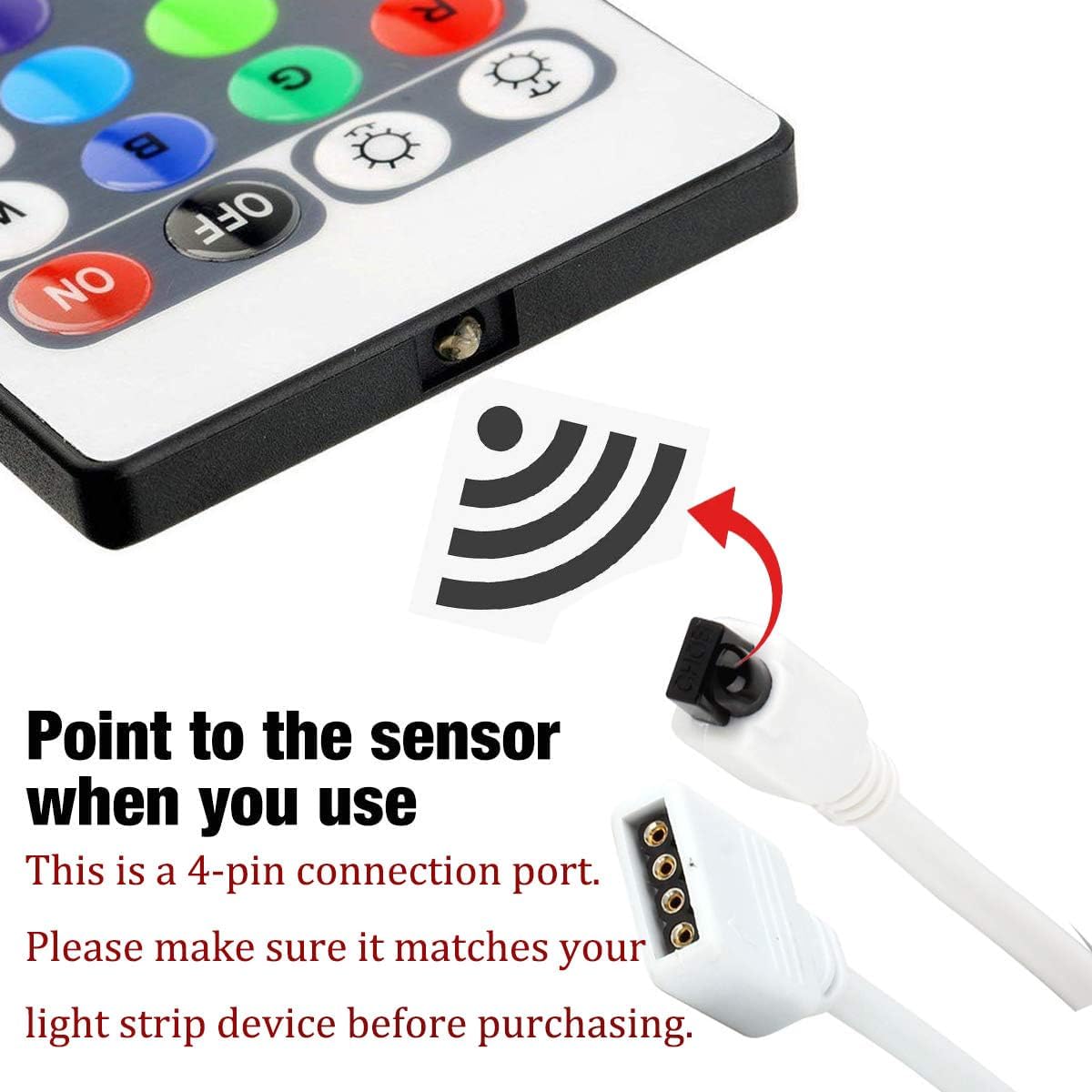 SUPERNIGHT RGB LED Light Strip Remote Controller, Dimmer for RGB LED Strip Lights, 44 Key Wireless IR Remote Controller for SMD 5050 3528 Rope Lights