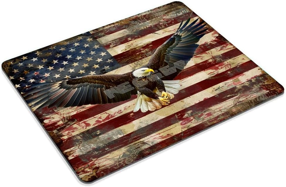 Square Mouse Pad Eagle and National Flag-1,Gaming Mouse Pads for Desk,Soft Computer Waterproof Non-Slip Mouse Mat